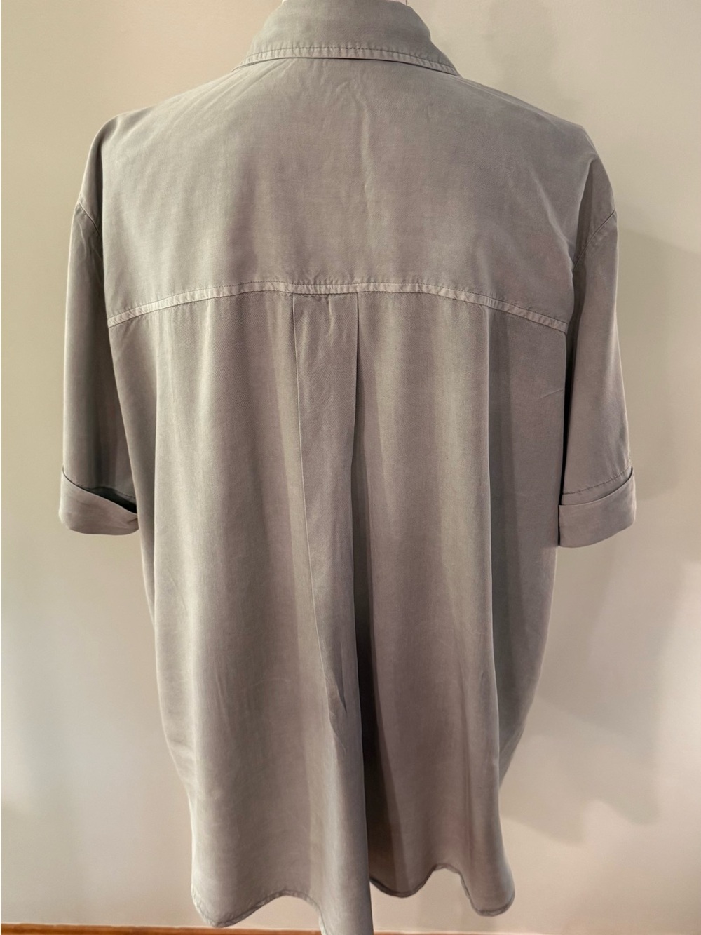 Jane and Delancey Relaxed Rayon and Tencel Blend Button-Down Shirt in Sage - Picture 3 of 9